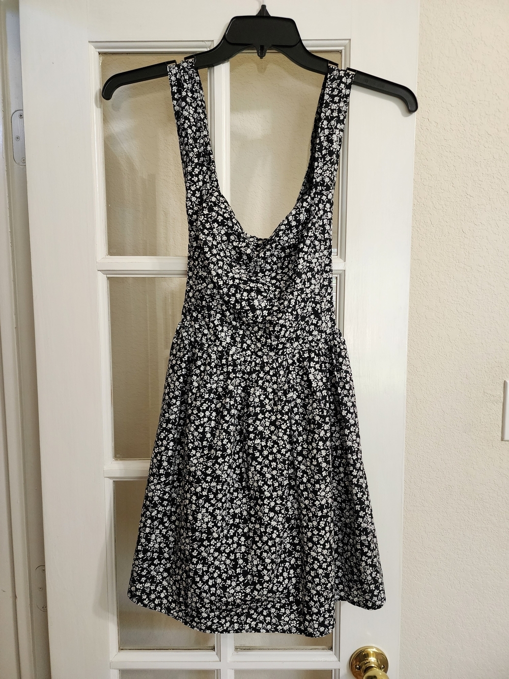 NWT Altar’d State Floral Mini Dress Black White Tie Back Cottagecore Small